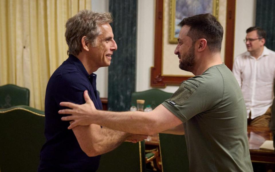 Hollywood actor and Goodwill Ambassador Ben Stiller meets with Ukraine's President Volodymyr Zelensky in Kyiv - UKRAINIAN PRESIDENTIAL PRESS SERVICE