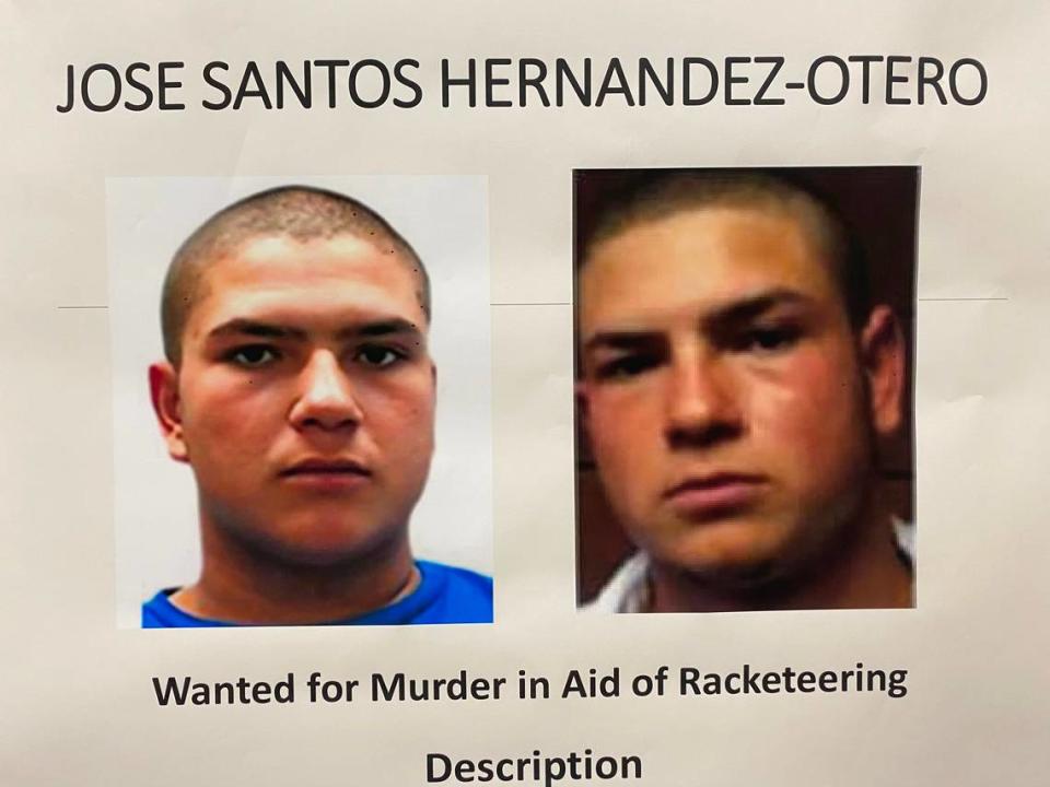 Jose Santos Hernandez Otero, 27 to 29, is one of two men the U.S. Department of Justice is seeking in connection to a string of crime in Mendota in Fresno County, prosecutors said. 