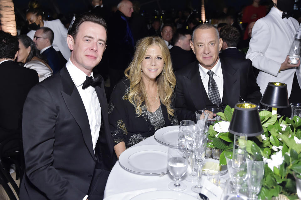 Colin Hanks, Rita Wilson and Tom Hanks at an event