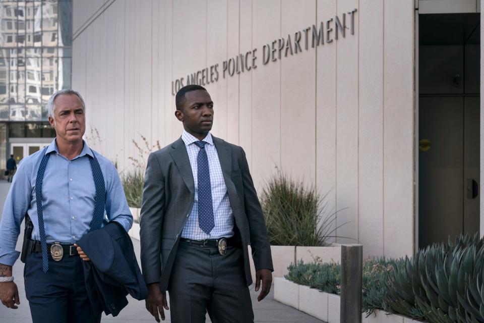 Despite their ups and downs, Los Angeles detectives Harry Bosch (Titus Welliver), left, and Jerry Edgar (Jamie Hector) have formed a tight partnership on Amazon's "Bosch."