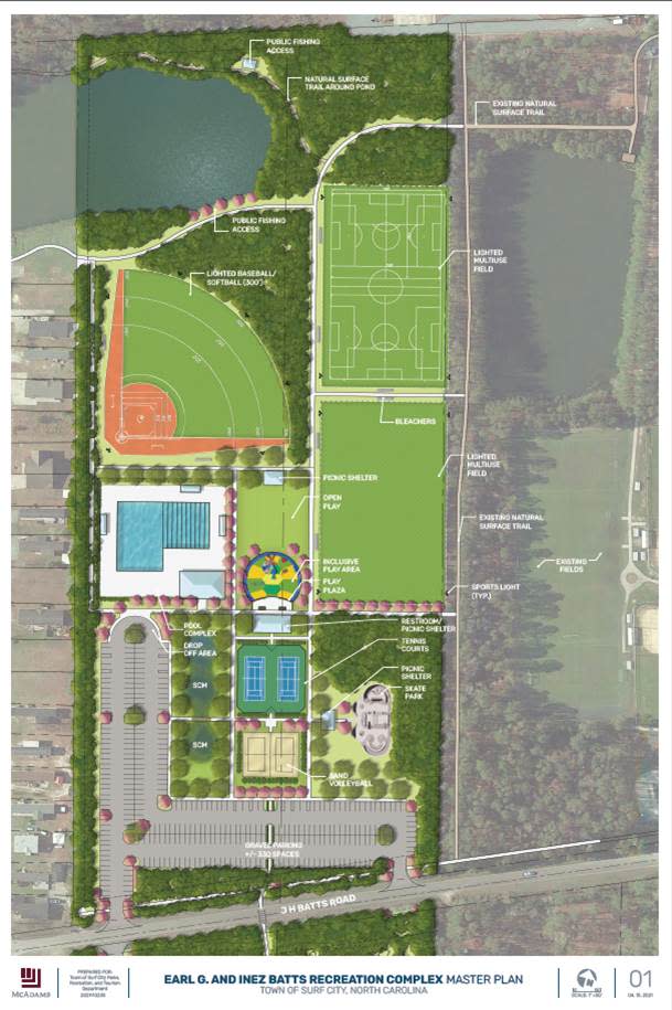 Site plans for the new park and recreation complex in Surf City. The N.C. Parks and Recreation Trust Fund recently awarded funds to the Earl G. &amp; Inez Batts Recreation Complex.