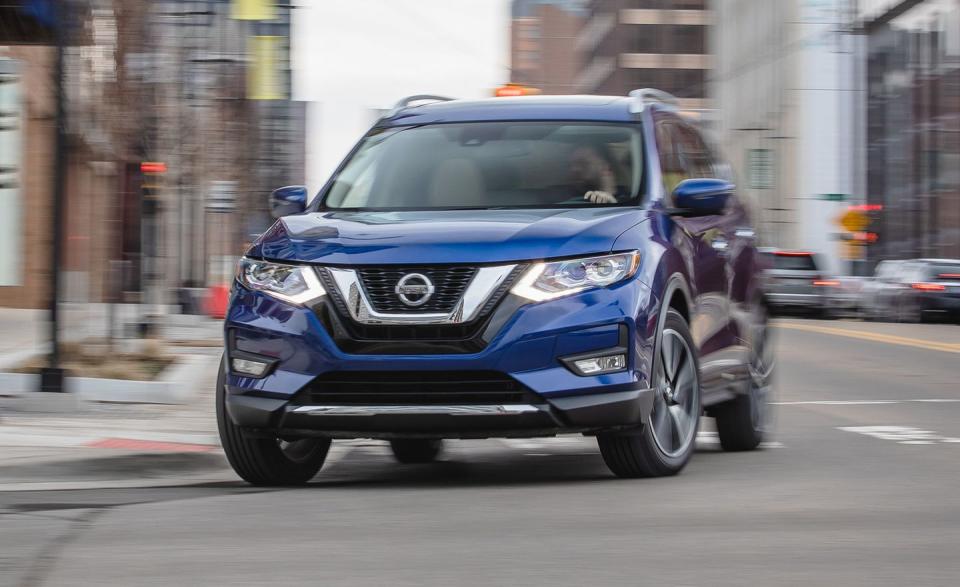 <p>So far in 2020, the <a href="https://www.caranddriver.com/nissan/rogue-2020" rel="nofollow noopener" target="_blank" data-ylk="slk:Nissan Rogue;elm:context_link;itc:0;sec:content-canvas" class="link ">Nissan Rogue</a> is the <a href="https://www.caranddriver.com/news/g32006077/best-selling-cars-2020/" rel="nofollow noopener" target="_blank" data-ylk="slk:10th best-selling vehicle in the United States;elm:context_link;itc:0;sec:content-canvas" class="link ">10th best-selling vehicle in the United States</a>. It's a good balance of price, cargo space, and fuel efficiency (though we recommend the <a href="https://www.caranddriver.com/mazda/cx-5" rel="nofollow noopener" target="_blank" data-ylk="slk:Mazda CX-5;elm:context_link;itc:0;sec:content-canvas" class="link ">Mazda CX-5</a>). The Rogue is tied with the Trailblazer for the slowest car we've tested all year. (Get the CX-5.) The Rogue uses a naturally aspirated 2.5-liter four-cylinder and a continuously variable automatic transmission (CVT). It goes nowhere fast, but with an EPA-estimated 32 mpg, at least it doesn't burn gas in a hurry, either. (Have you considered a CX-5?).Good news: The <a href="https://www.caranddriver.com/reviews/a34265318/2021-nissan-rogue-by-the-numbers/" rel="nofollow noopener" target="_blank" data-ylk="slk:2021 Rogue;elm:context_link;itc:0;sec:content-canvas" class="link ">2021 Rogue</a> receives an 11-hp bump and does the deed in 8.2 seconds.</p>