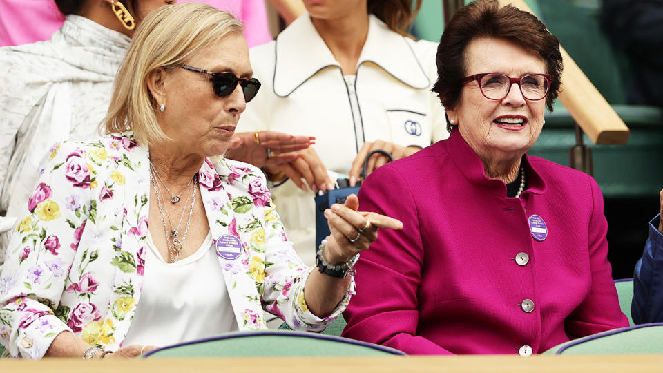 Martina Navratilova and Billie Jean King, pictured here watching the Wimbledon final.