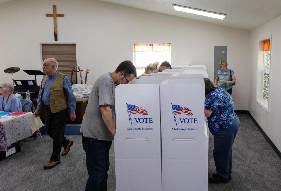 Registered voters in Boise cast ballots in the May 2022 primary election at Five Mile Church of the Nazarene.