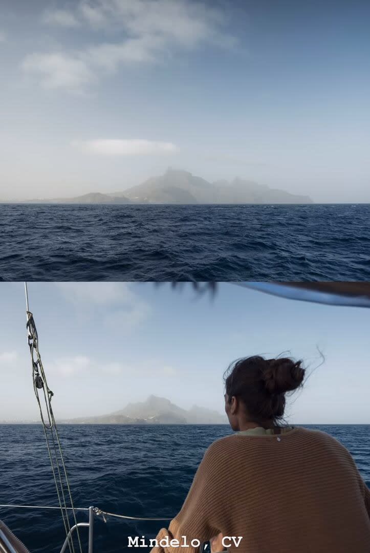 Una postal de Juana Viale cerca de uno de los destinos del viaje