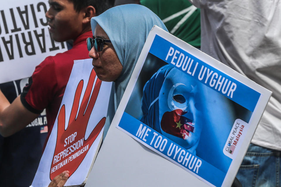 Protesters demonstrate in support of China&#x002019;s Uighur Muslims in Kuala Lumpur December 27, 2019. &#x002015; Picture by Firdaus Latif