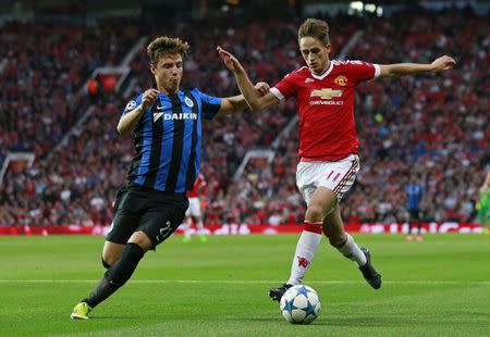 Football - Manchester United v Club Brugge - UEFA Champions League Qualifying Play-Off First Leg - Old Trafford, Manchester, England - 18/8/15 Manchester United's Adnan Januzaj in action with Club Brugge's Dion Cools Action Images via Reuters / Jason Cairnduff Livepic