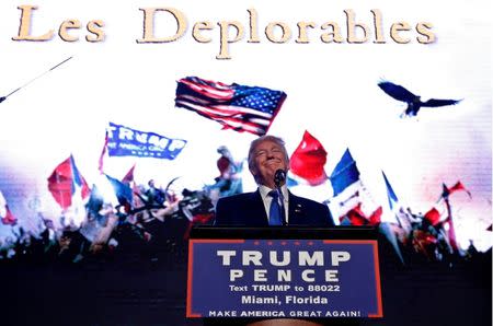 Donald Trump appears at a campaign rally in Miami, Florida. REUTERS/Mike Segar