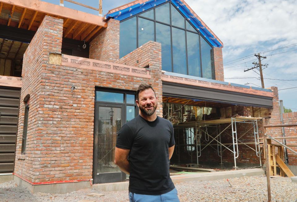 Kevin Flynn said Pipeline Redding will be “a mirror image” of Pipeline Craft Taps & Kitchen in Mount Shasta. Pipeline Redding will be the restaurant in the new Bell Plaza downtown, shown under construction on Tuesday.