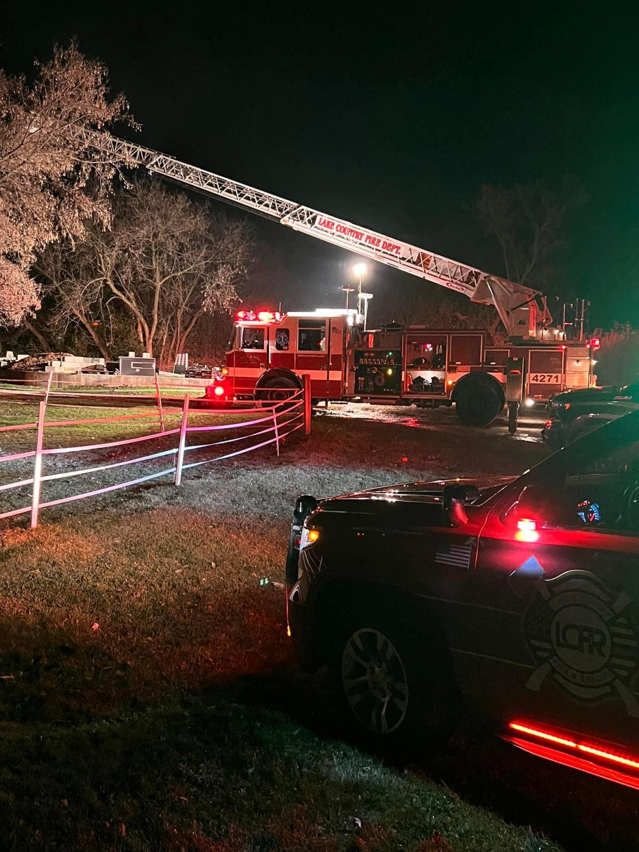 A Lake Country Fire & Rescue team fights a stable fire early Tuesday morning, Nov. 15, 2022. The needs of the multi-community fire department is the subject of referendums in the city and town of Delafield in April.