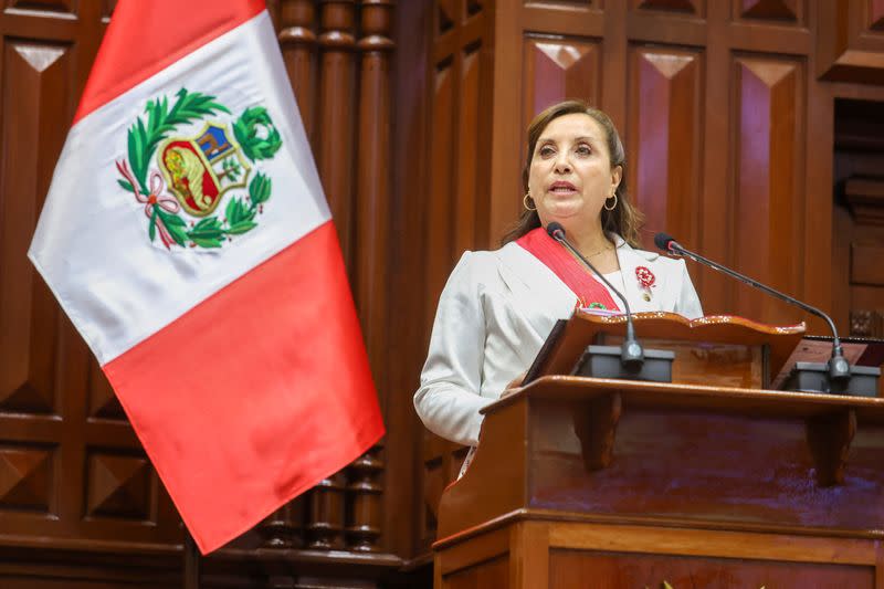 Peru's President Dina Boluarte delivers her address to the nation in Lima