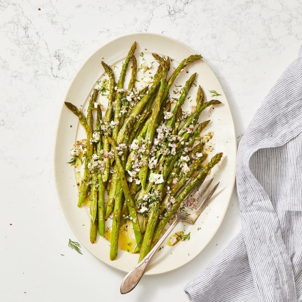 Roasted Asparagus Salad With Feta Vinaigrette