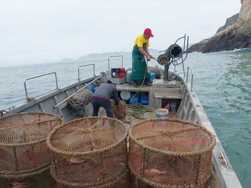 連江縣府清除北竿海域章魚籠（1） 為維護馬祖地區海域棲地資源、漁業環境及生態資 源，連江縣公告主要島嶼6000公尺海域範圍禁止使用 蟹籠具、章魚籠等籠具類漁具，日前執行清除作業， 在北竿海域共清除約3000公斤違法章魚籠。 （連江縣政府產業發展處提供） 中央社記者潘欣彤傳真  113年4月16日 