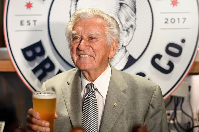 Former PM Bob Hawke doesn't mind a pint. Source: AAP