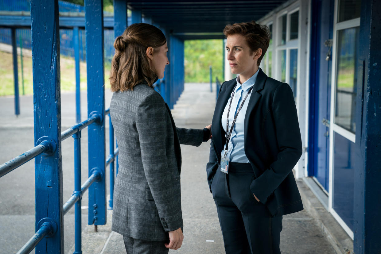 WARNING: Embargoed for publication until 00:00:01 on 06/04/2021 - Programme Name: Line of Duty S6 - TX: 11/04/2021 - Episode: Line Of Duty - Ep 4 (No. n/a) - Picture Shows:  DCI Joanne Davidson (KELLY MACDONALD), DI Kate Fleming (VICKY MCCLURE) - (C) World Productions - Photographer: Steffan Hill