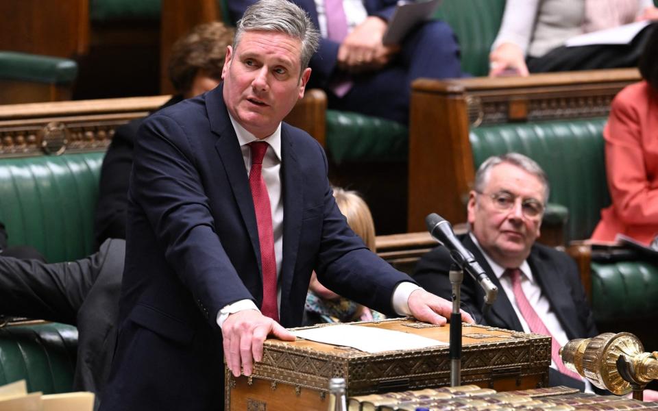 Labour Party leader Keir Starmer replying to a statement from Britain's Prime Minister Rishi Sunak in the House of Commons - JESSICA TAYLOR/AFP