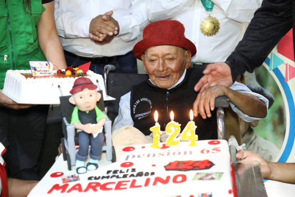 Marcelino Abad Tolentino smiles as he celebrates his 124th birthday. via REUTERS