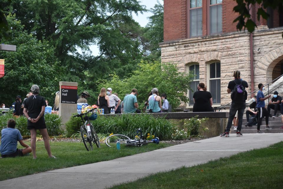 Protesters gather for a march outside Catt Hall on June 18, 2020.