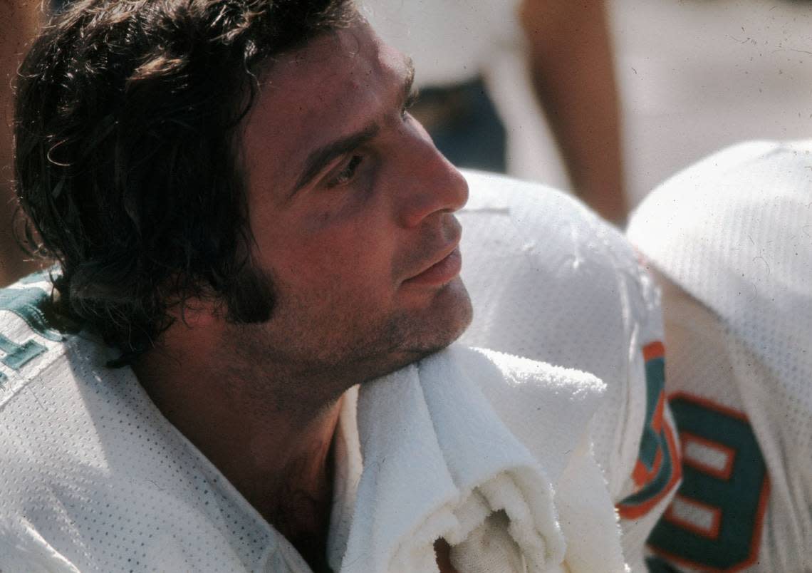 Nick Buoniconti of the Miami Dolplhins sits on the sidelines.