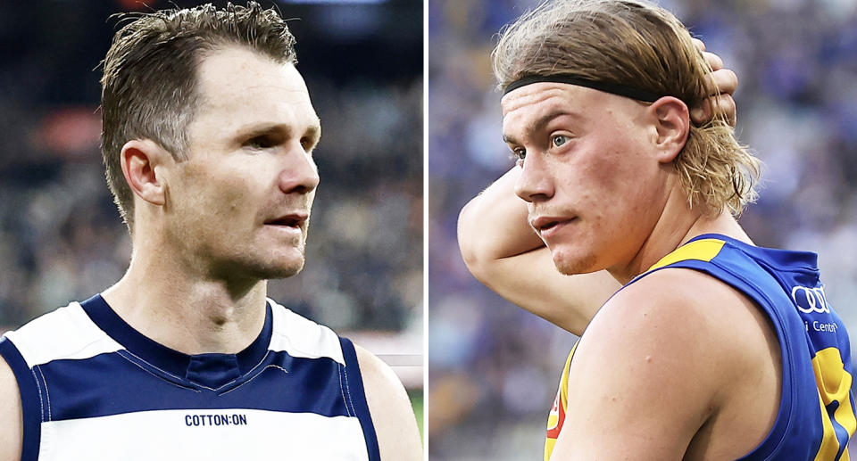 Patrick Dangerfield and Harley Reid.