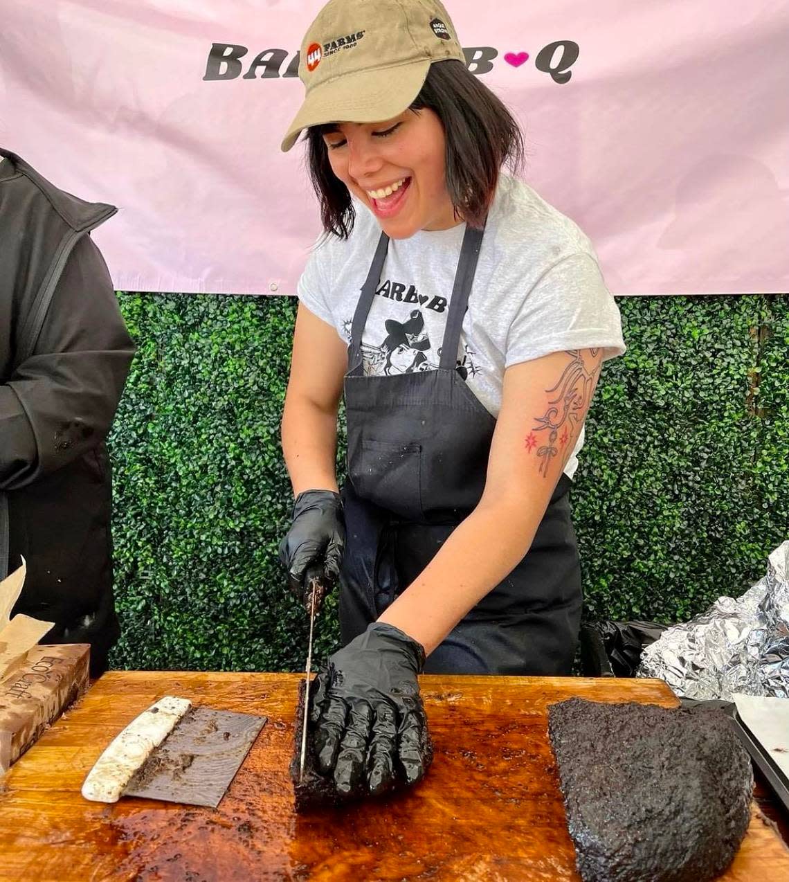 Pitmaster Chuck Charnichart hosts pop-ups of her own work at Goldee’s Barbecue.