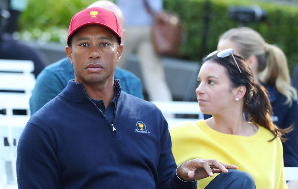 Tiger Woods and his girlfriend Erica Herman, December 5, 2018 in Melbourne, Australia. (Photo by Scott Barbour/Getty Images)