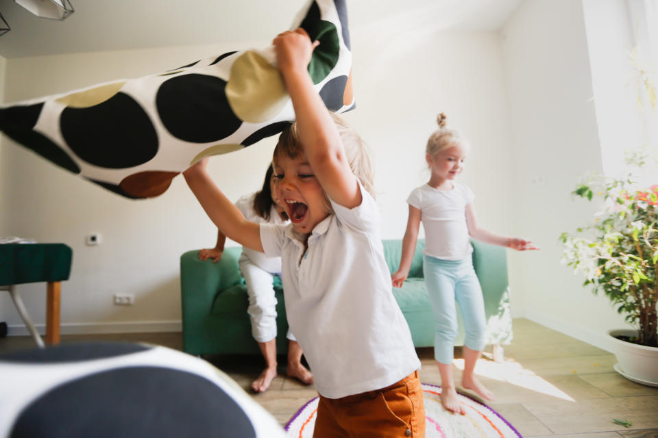 kids playing in the living room