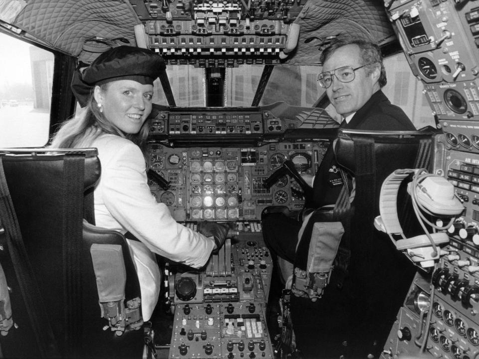 Sarah Ferguson in the Concorde cockpit