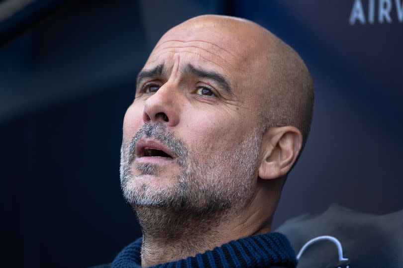 Pep Guardiola before the Premier League match between <a class="link " href="https://sports.yahoo.com/soccer/teams/man-city/" data-i13n="sec:content-canvas;subsec:anchor_text;elm:context_link" data-ylk="slk:Manchester City;sec:content-canvas;subsec:anchor_text;elm:context_link;itc:0">Manchester City</a> and <a class="link " href="https://sports.yahoo.com/soccer/teams/west-ham/" data-i13n="sec:content-canvas;subsec:anchor_text;elm:context_link" data-ylk="slk:West Ham United;sec:content-canvas;subsec:anchor_text;elm:context_link;itc:0">West Ham United</a> at Etihad Stadium on May 19, 2024 -Credit:Photo by Visionhaus/Getty Images