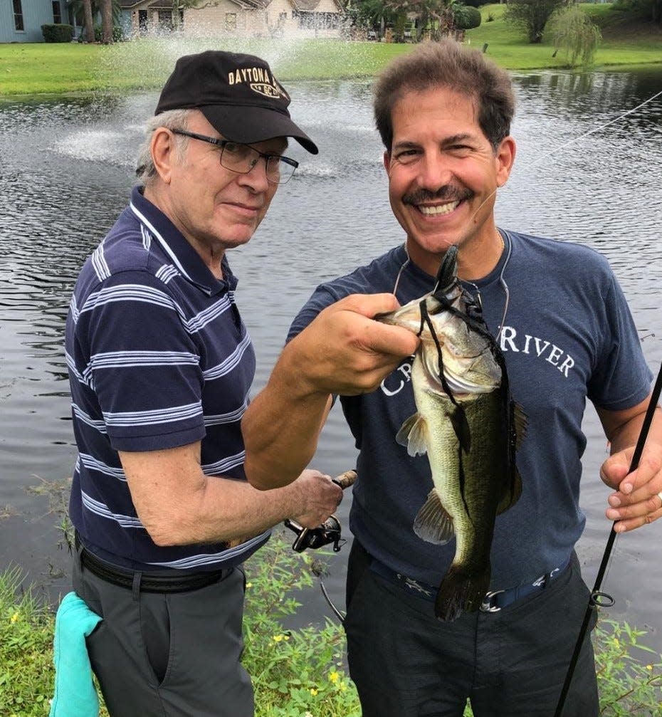 Dean Adkins and son Cheech are longtime regulars working the banks of ponds in Pelican Bay. Sometimes a nice bass interrupts the conversation.