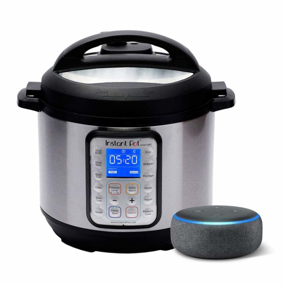 Instant Pot Smart WiFi 6 Quart Multi-use Electric Pressure with Echo Dot (3rd Gen). (Photo: Amazon)