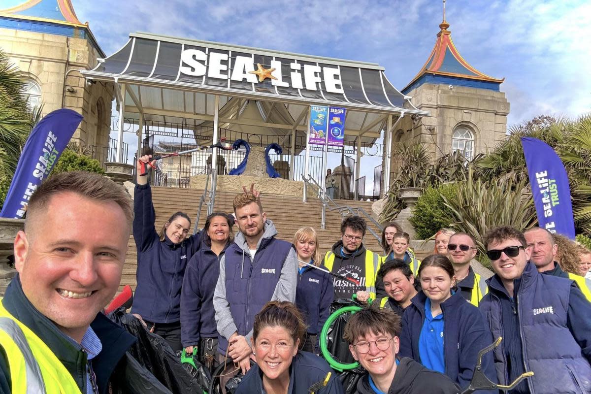 Sea Life staff went litter picking to mark Earth Day <i>(Image: SEA LIFE Brighton)</i>