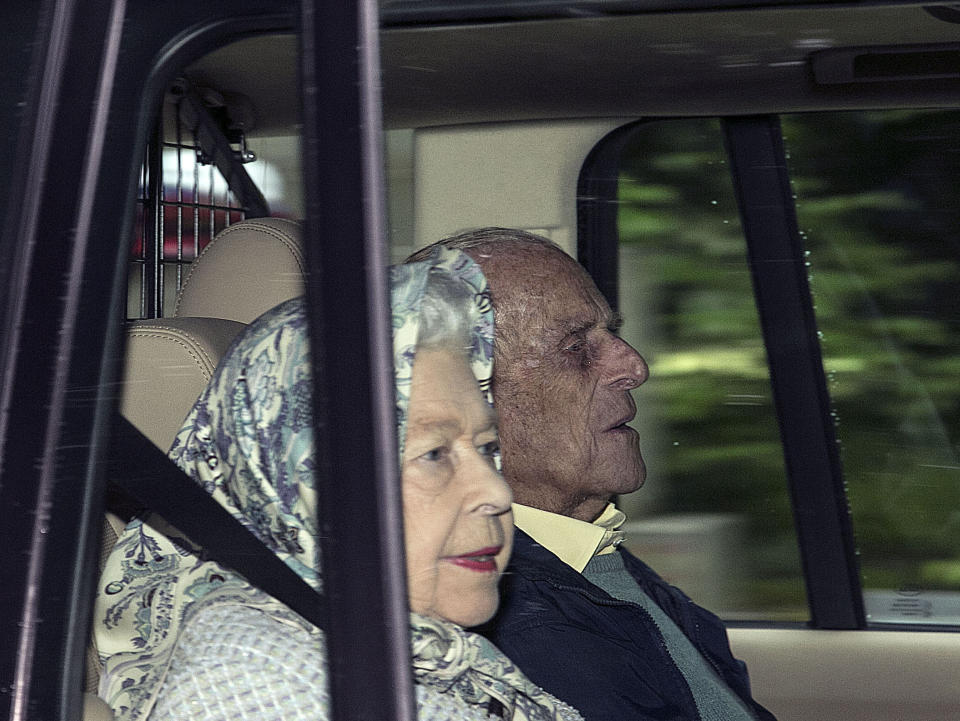 Photo by: zz/KGC-22/STAR MAX/IPx 2020 8/8/20 Her Majesty Queen Elizabeth II and Prince Philip The Duke of Edinburgh arrive at Balmoral Castle at the start of The Royals delayed summer holiday. It has been reported that The Queen will not attend her usual church service at Crathie Kirk on Sunday, August 9th as a "sensible precaution" during the worldwide coronavirus pandemic. (Crathie, Ballater, Aberdeenshire, Scotland, UK)