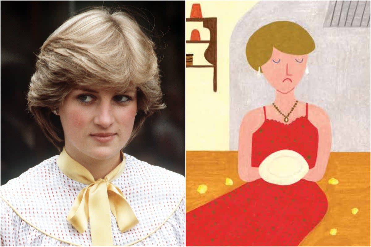 Princess Diana, and an illustration in her forthcoming edition of the ‘Little People, Big Dreams’ book series (PA Images / Quarto Group)