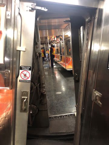 <p>NYC Emergency Management/ X</p> N.Y.C. derailed subway train