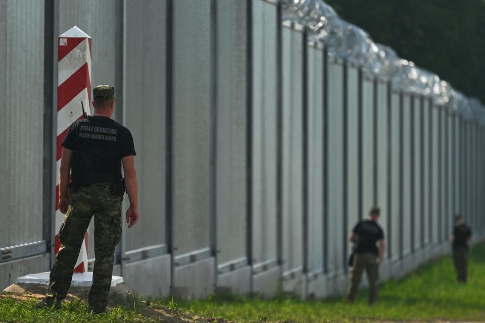 The steel border wall between Poland and Belarus, designed to deter African and Middle Eastern asylum seekers. Getty Images