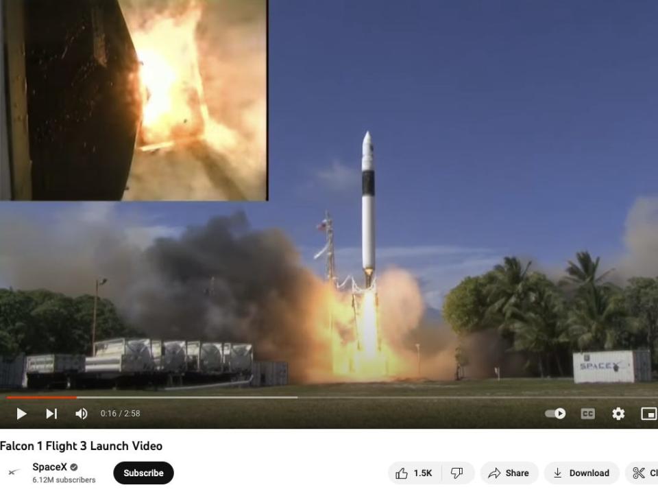 YouTube video of SpaceX's third flight with the Falcon 1 on August 2, 2008.