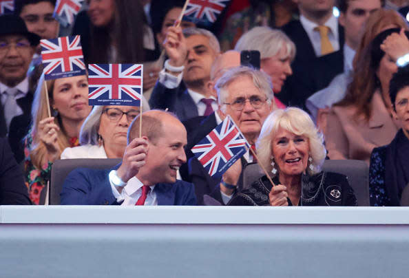 <div class="inline-image__caption"><p>Prince William, Duke of Cambridge and Camilla, Duchess of Cornwall during the Platinum Party at the Palace in front of Buckingham Palace on June 04, 2022 in London, England.</p></div> <div class="inline-image__credit">Chris Jackson - WPA Pool/Getty Images</div>
