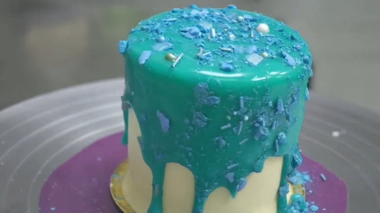 Tsunami cake with blue icing