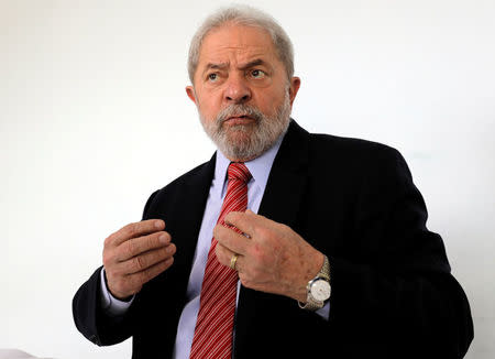 Former Brazil's President Luiz Inacio Lula da Silva gives an interview for Reuters in the northeastern city of Penedo in Alagoas, Brazil August 23, 2017. REUTERS/Paulo Whitaker