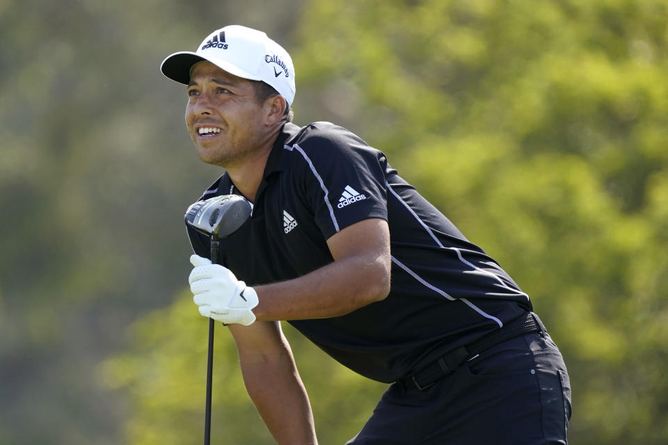 Xander Schauffele follows his shot from the 12th tee during the first round of the U.S. Open Golf Championship, Thursday, June 17, 2021, at Torrey Pines Golf Course in San Diego. (AP Photo/Marcio Jose Sanchez)