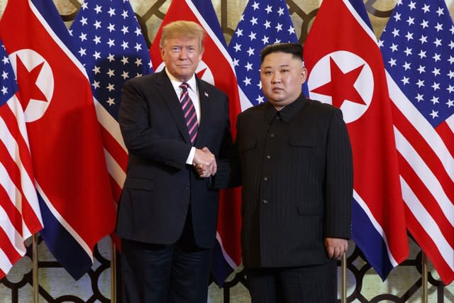 President Donald Trump,  with North Korean leader Kim Jong Un in Hanoi 