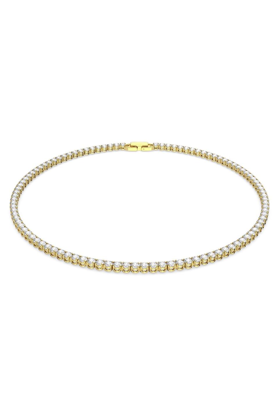 1) Round cut, White, Gold-tone plated