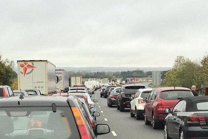 Large queues formed on the M40 following the incident on Monday (Adam Lister)