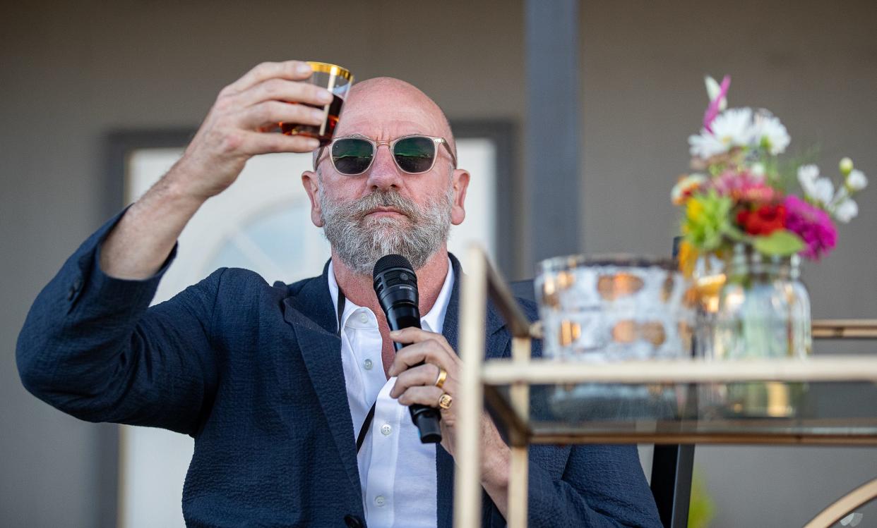 Scottish actor and writer Graham McTavish toasted the crowd while introducing his new bourbon, "THe Warchief" at Bourbon and Beyond on Thursday, Sept. 14, 2023.