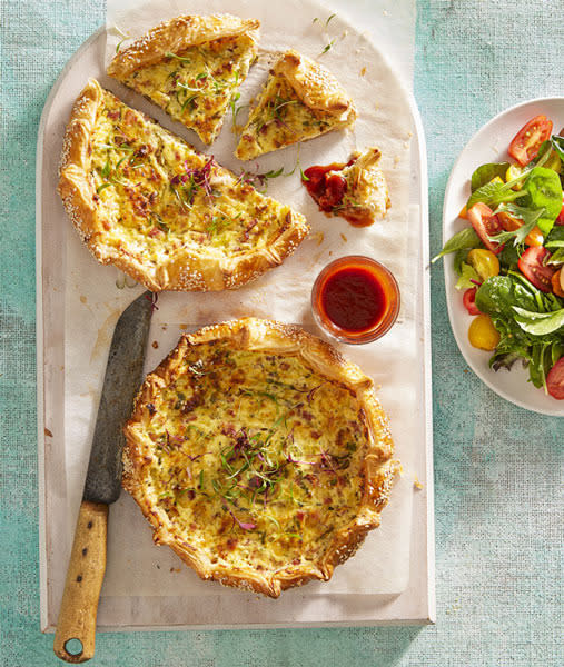 You can throw almost anything from the fridge into these ricotta tarts with their ready-made puff pastry crust.<br><br><a rel="nofollow" href="https://au.lifestyle.yahoo.com/better-homes-gardens/recipes/r/26516754/freeform-ham-and-cheese-tarts/" data-ylk="slk:RECIPE: Freeform ham and cheese tarts;elm:context_link;itc:0;sec:content-canvas" class="link ">RECIPE: Freeform ham and cheese tarts</a>