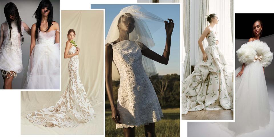 <p class="body-dropcap">This year proved that <a href="https://www.harpersbazaar.com/wedding/planning/g34961436/2021-wedding-trends/" rel="nofollow noopener" target="_blank" data-ylk="slk:wedding celebrations aren't all about;elm:context_link;itc:0;sec:content-canvas" class="link ">wedding celebrations aren't all about </a><em><a href="https://www.harpersbazaar.com/wedding/planning/g34961436/2021-wedding-trends/" rel="nofollow noopener" target="_blank" data-ylk="slk:the dress;elm:context_link;itc:0;sec:content-canvas" class="link ">the dress</a>—</em>but that fashion is more important than ever before. Fashion for the aisle is now ever more focused on personal style and versatility, as the looks brides invest in may end up being considered for a bevy of new events as they postpone, reconfigure, and replan. What was once all about the ceremony look has now become about the wedding wardrobe: from the civil ceremony to the welcome events, rehearsal dinner, reception, and the after-party, along with the aisle. </p><p>Approach <a href="https://www.harpersbazaar.com/wedding/bridal-fashion/a20901742/wedding-dress-shopping-mistakes/" rel="nofollow noopener" target="_blank" data-ylk="slk:wedding dress shopping;elm:context_link;itc:0;sec:content-canvas" class="link ">wedding dress shopping</a> with the understanding that what was once your welcome dinner ensemble might become your look for a civil union; your reception gown or original ceremony look might transition into an anniversary party dress for a bigger gathering next year; and your after-party mini paired with a veil might suit a new type of ceremony. No matter the size of the event, 2021 finally has us looking forward to fashion again—and we're ready. </p><p>We've looked to the latest bridal, ready-to-wear, and Haute Couture collections to help you navigate your wedding wardrobe for next year's nuptials. From new silhouettes to fresh takes on color and trends past, consider this the fashion bride's guide to dressing for 2021 weddings.</p>