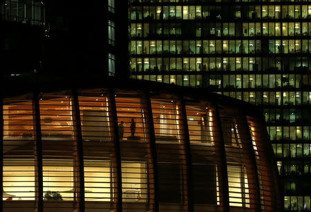 FILE PHOTO - Offices are seen at the Gae Aulenti square at Porta Nuova district downtown Milan , Italy, March 10, 2016. REUTERS/Stefano Rellandini/File Photo