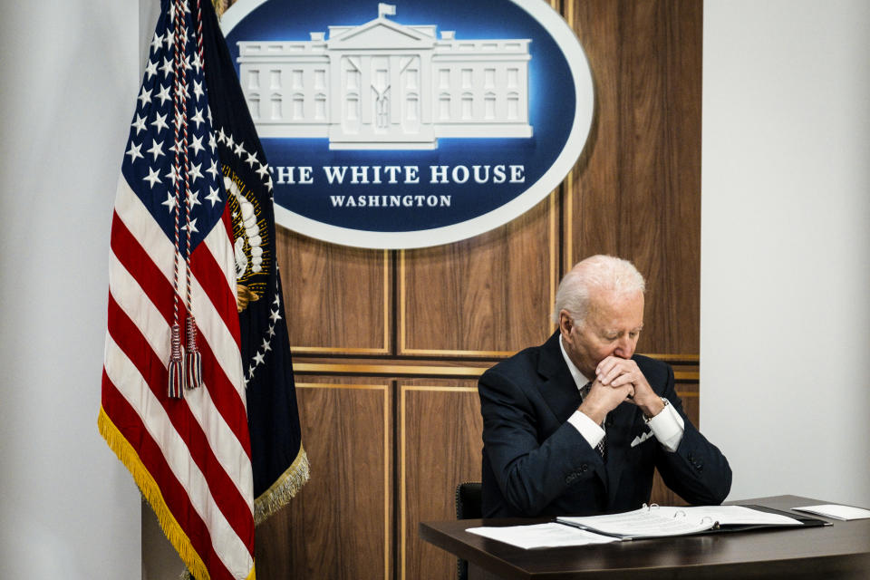 El presidente Joe Biden se prepara para ser anfitrión del Foro de las Principales Economías sobre Energía y Clima en la Casa Blanca en Washington, el 17 de junio de 2022. (Pete Marovich/The New York Times)