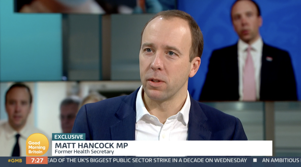 Matt Hancock did not deny he would like to become a TV presenter on GMB. (ITV)